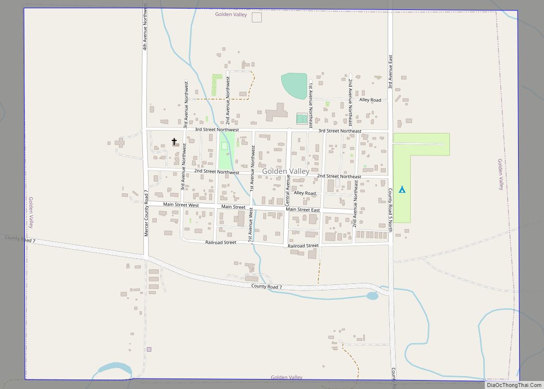 Map of Golden Valley city, North Dakota