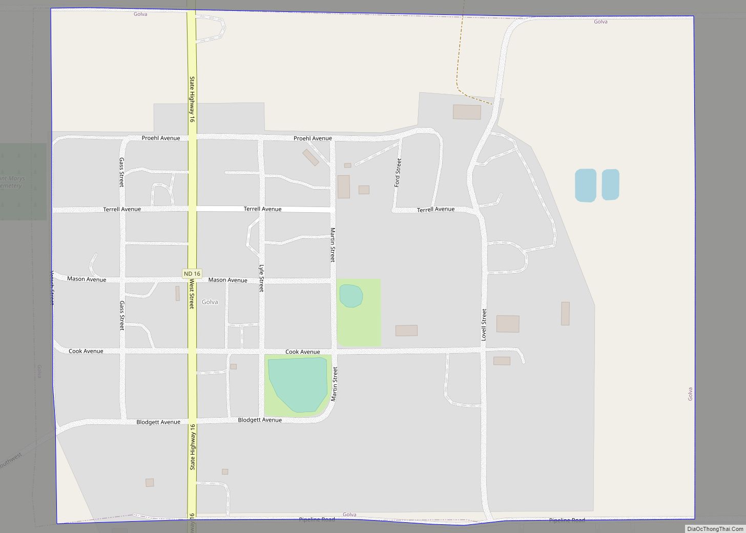 Map of Golva city