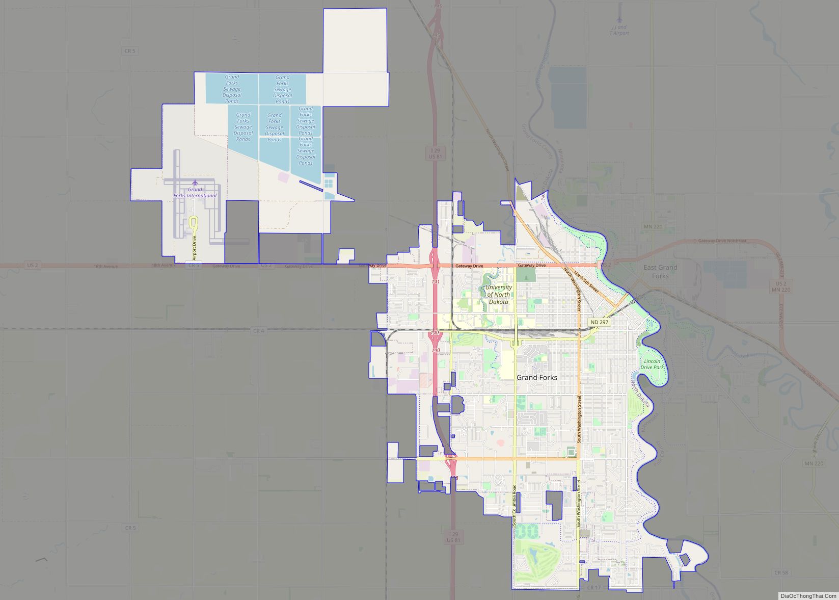 Map of Grand Forks city