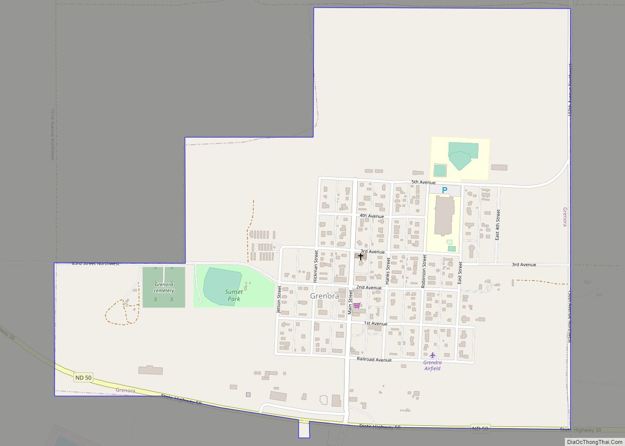 Map of Grenora city