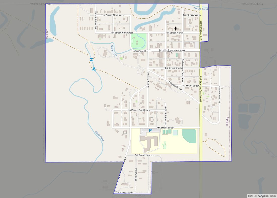 Map of Halliday city