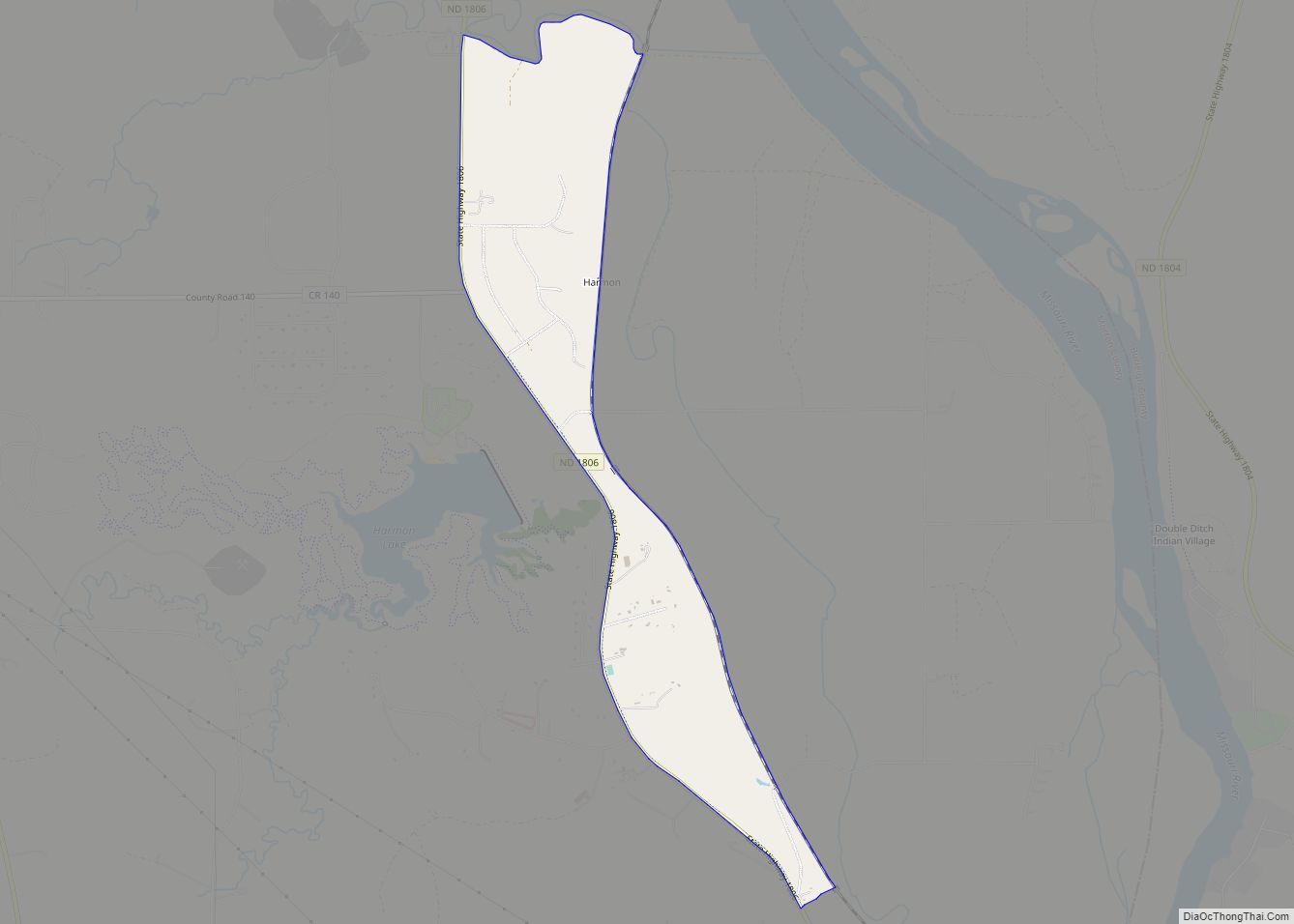 Map of Harmon CDP, North Dakota