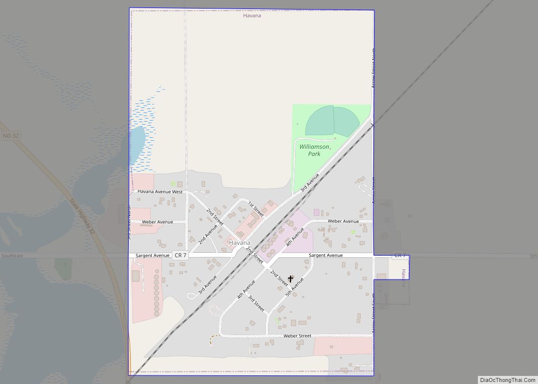 Map of Havana city, North Dakota