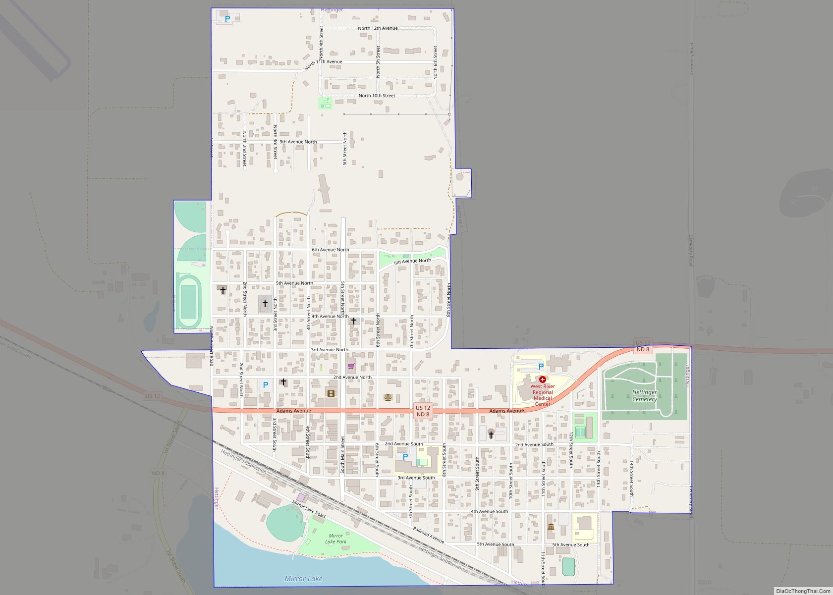 Map of Hettinger city