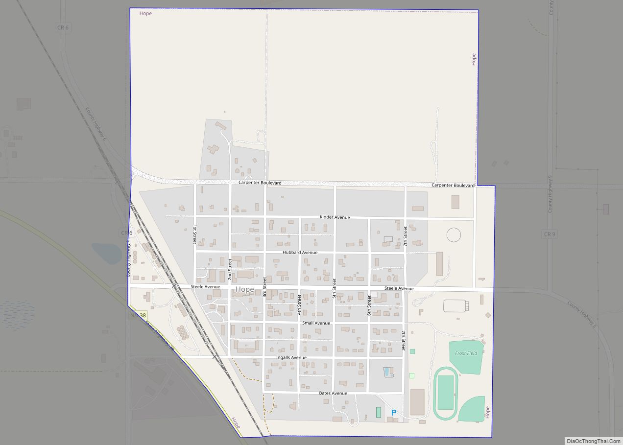 Map of Hope city, North Dakota