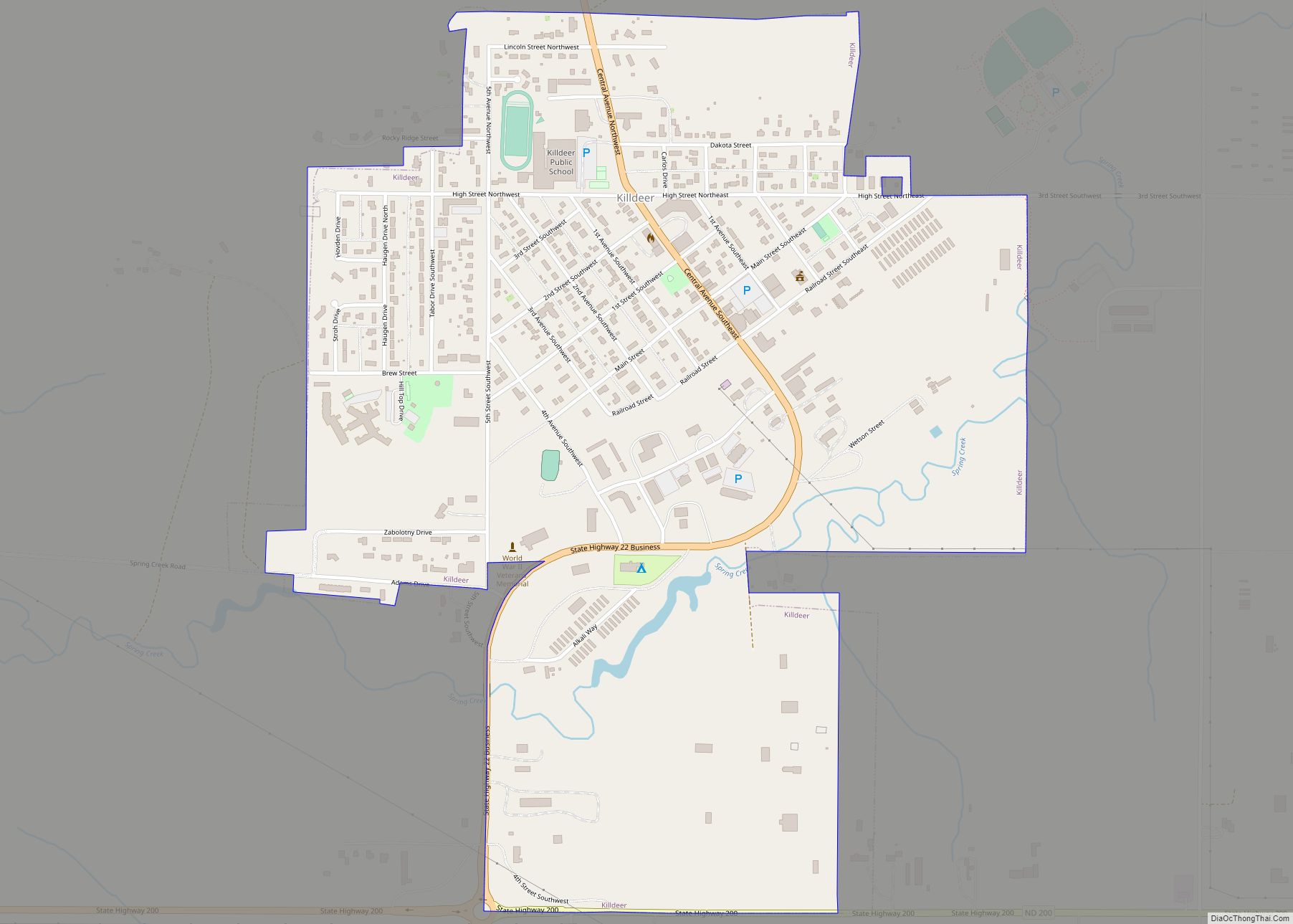 Map of Killdeer city