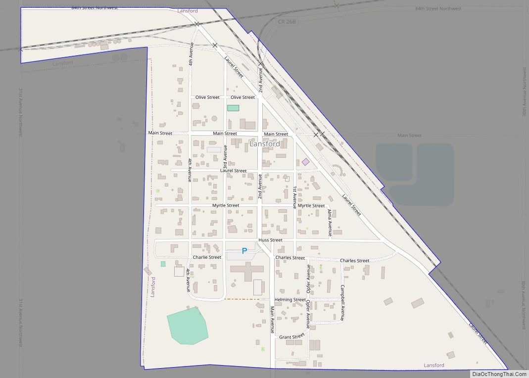 Map of Lansford city, North Dakota