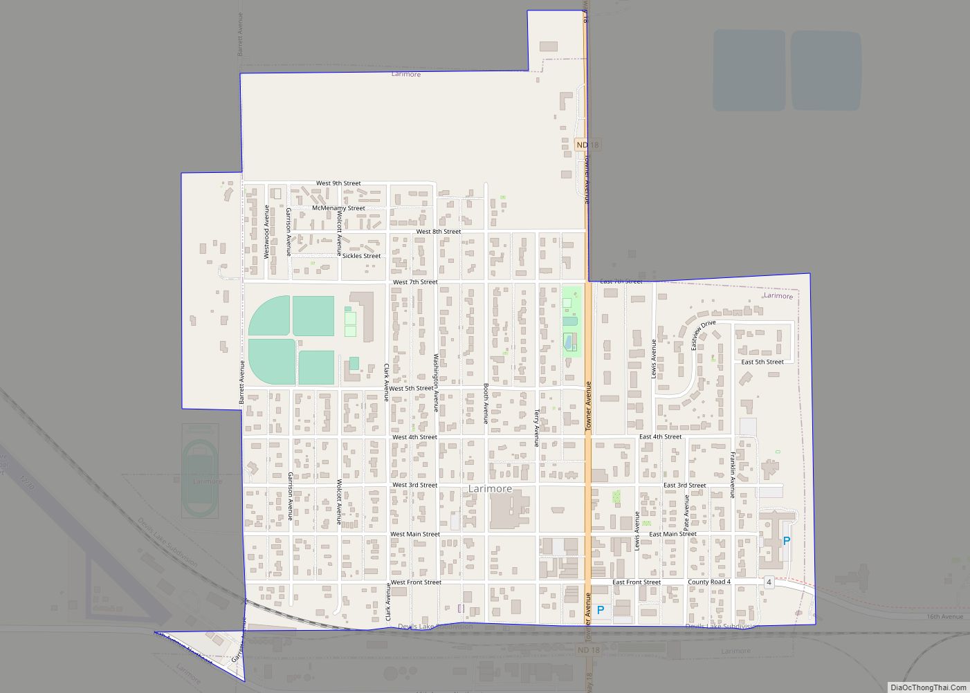 Map of Larimore city