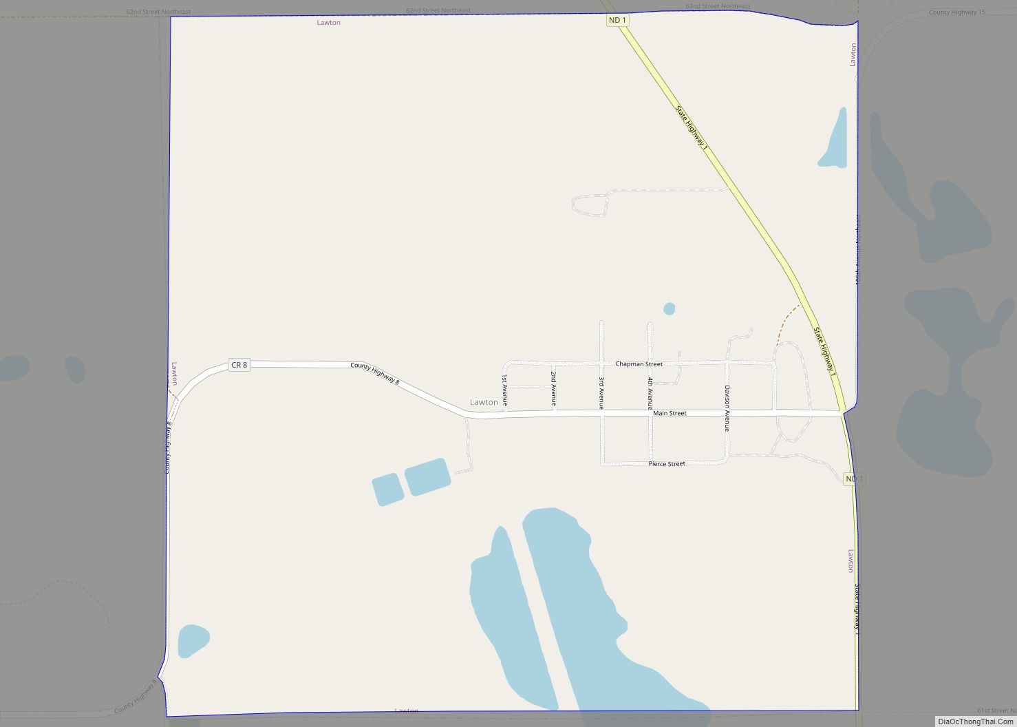 Map of Lawton city, North Dakota