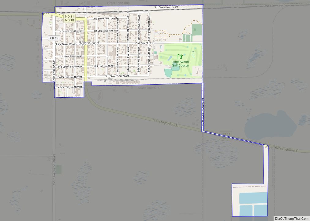 Map of Lidgerwood city