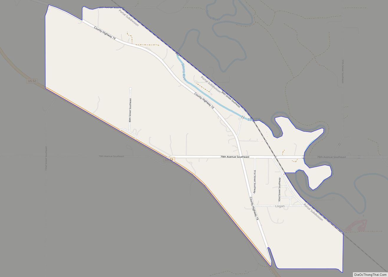 Map of Logan CDP, North Dakota