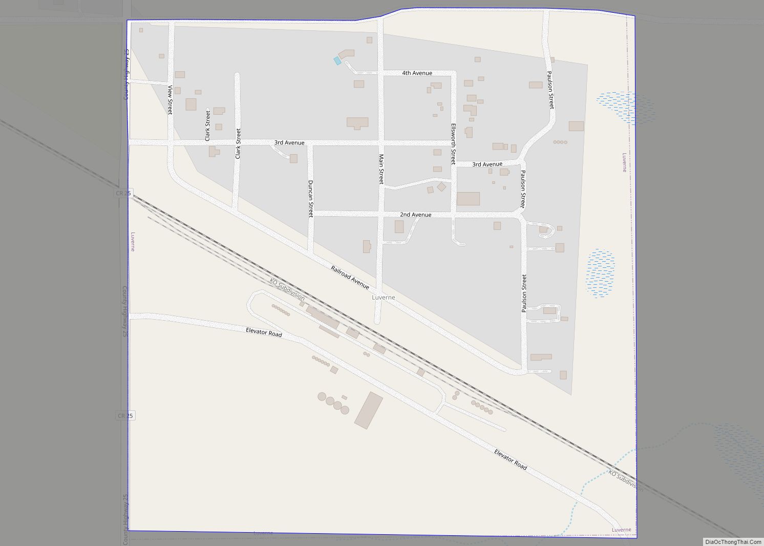 Map of Luverne city, North Dakota