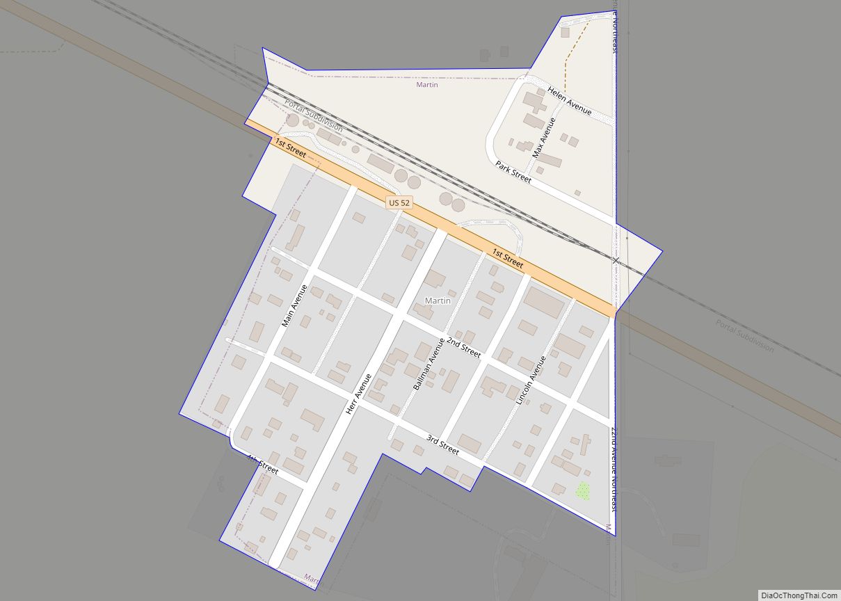 Map of Martin city, North Dakota