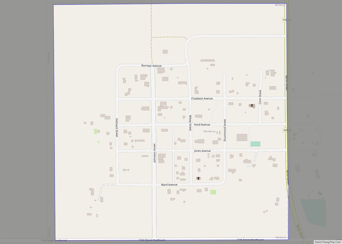 Map of McHenry city, North Dakota