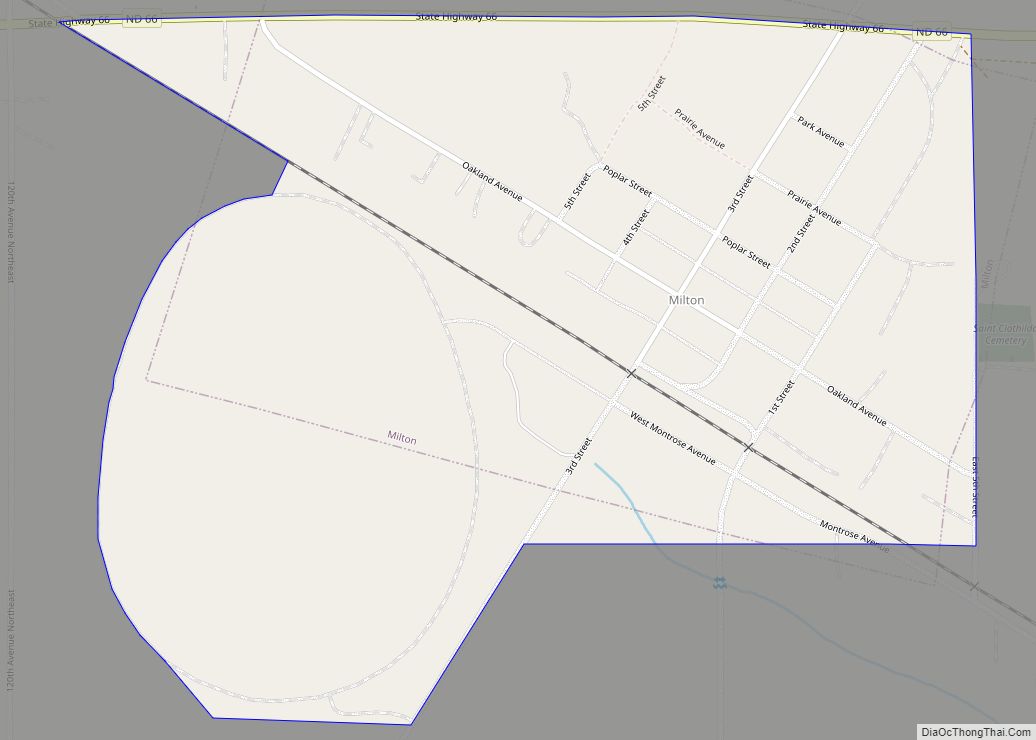 Map of Milton city, North Dakota