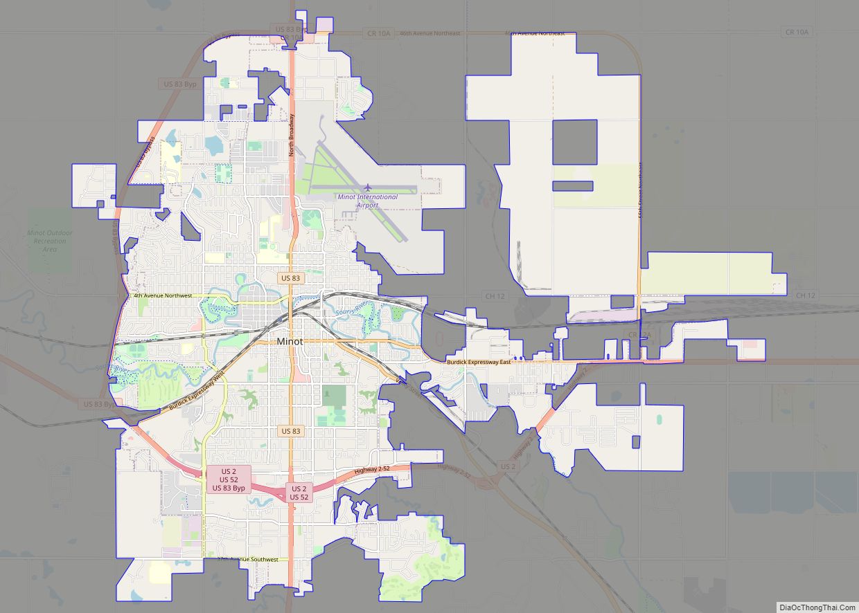 Map of Minot city