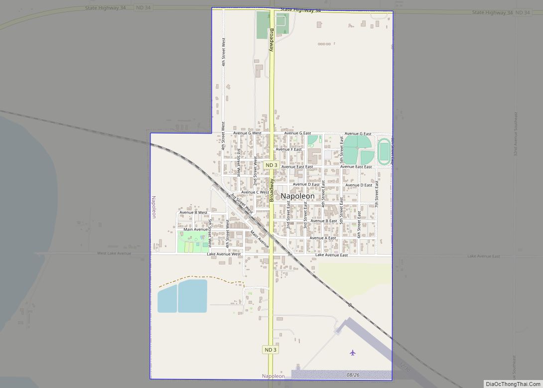 Map of Napoleon city, North Dakota