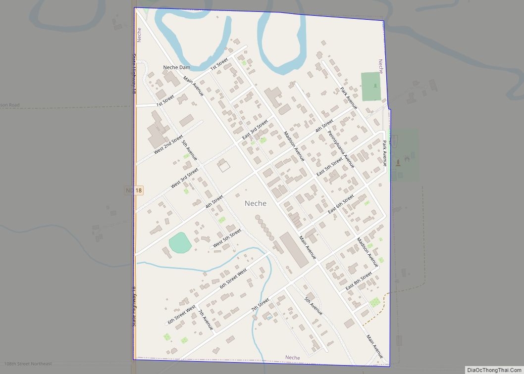 Map of Neche city