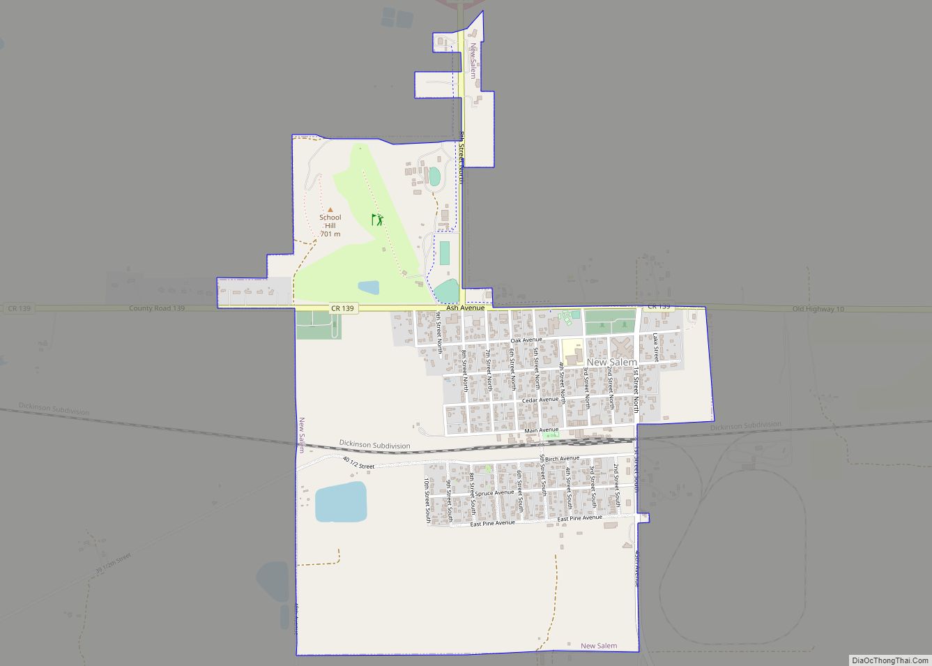 Map of New Salem city, North Dakota