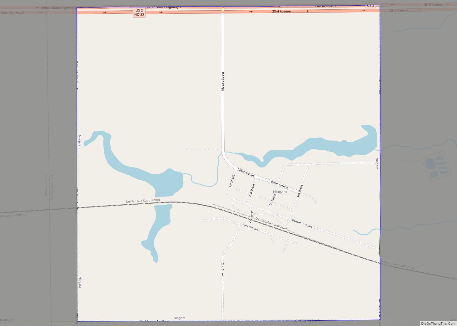 Map of Niagara city, North Dakota
