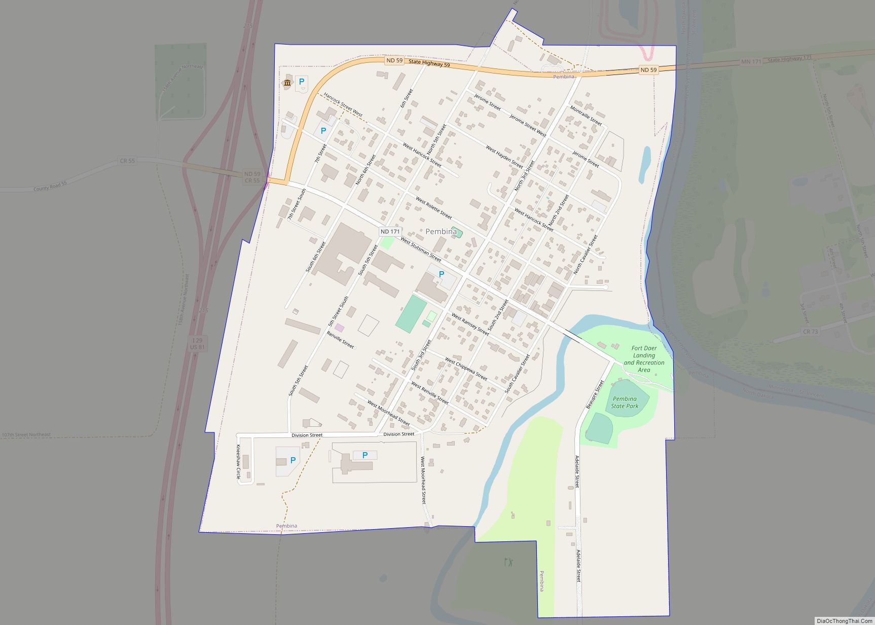 Map of Pembina city