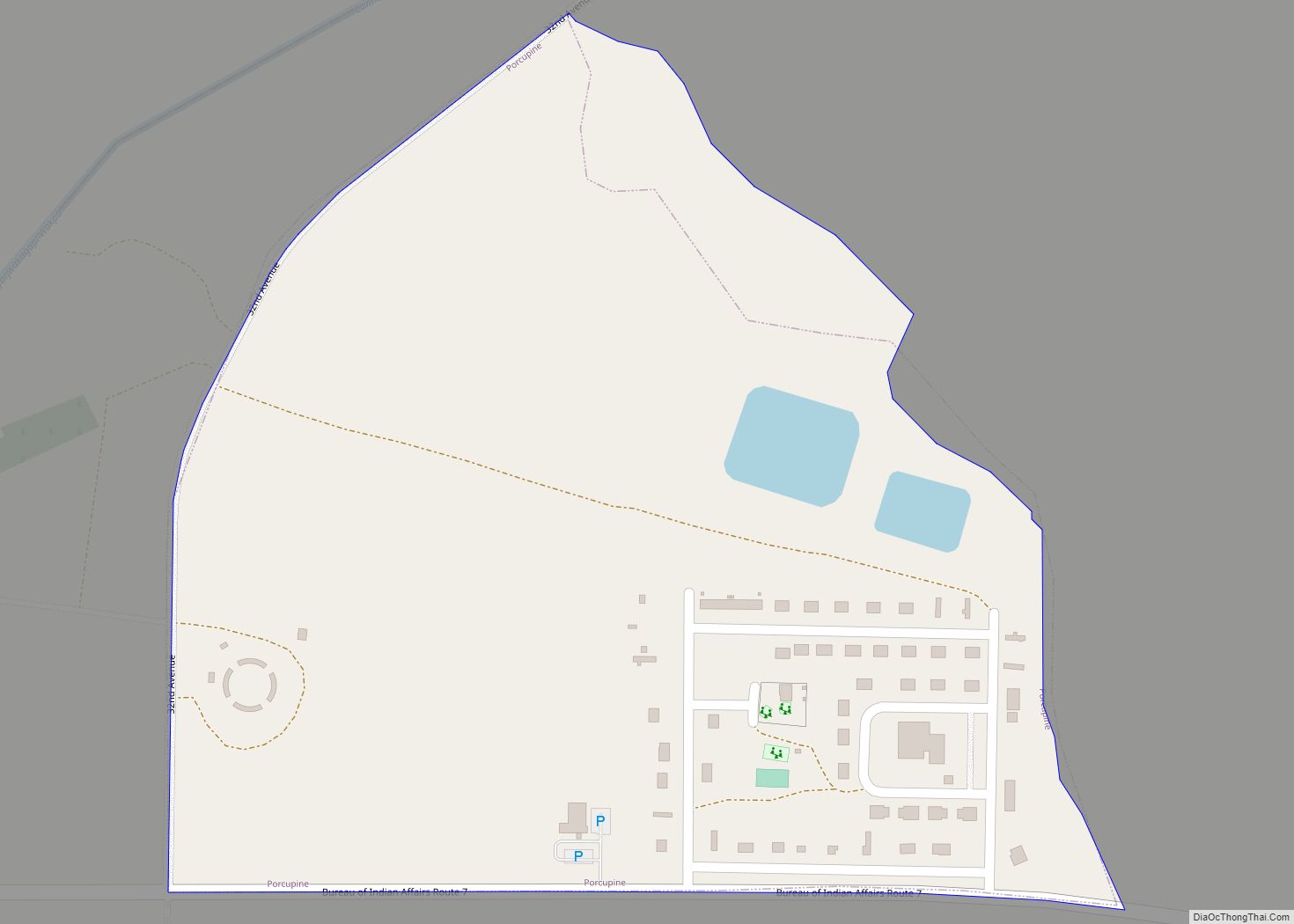 Map of Porcupine CDP, North Dakota