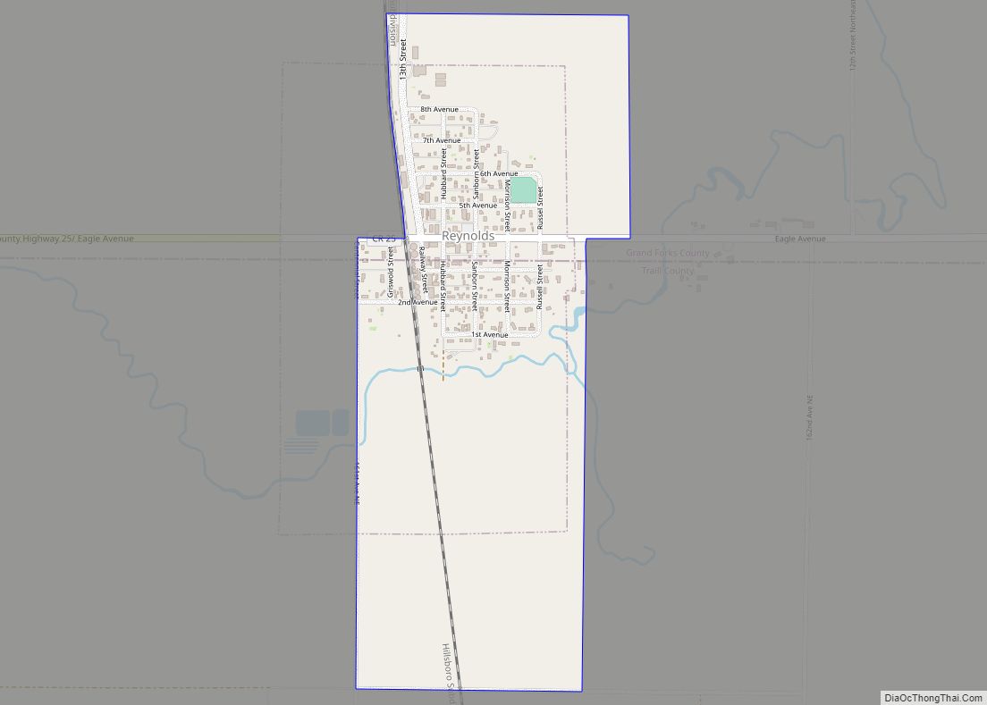 Map of Reynolds city, North Dakota