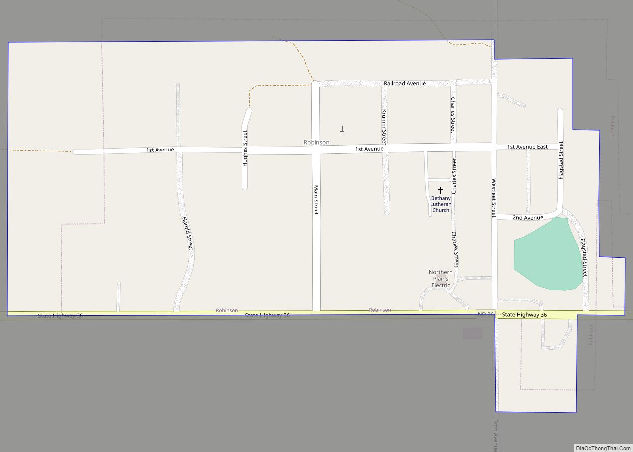 Map of Robinson city, North Dakota