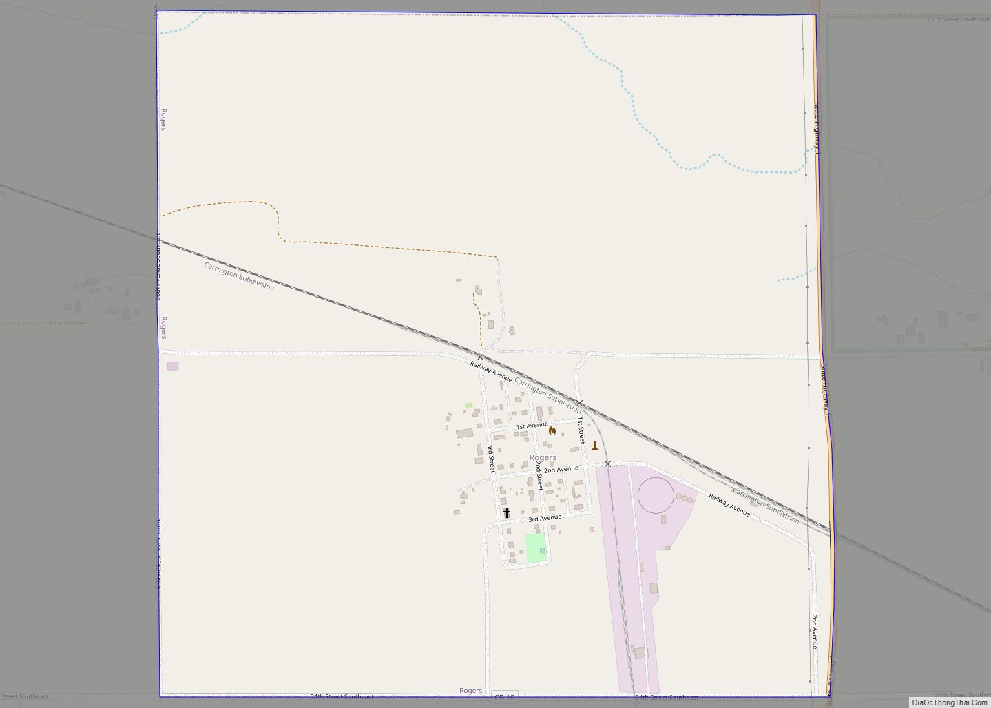 Map of Rogers city, North Dakota