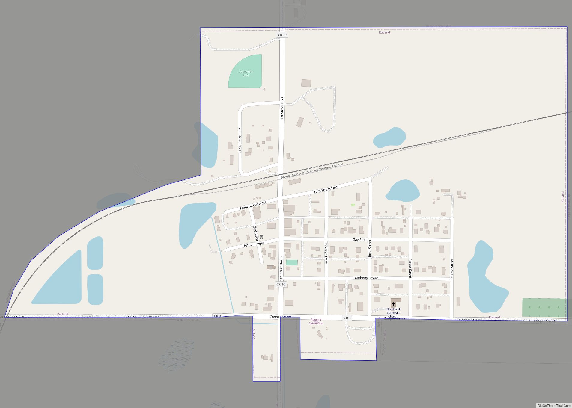 Map of Rutland city, North Dakota