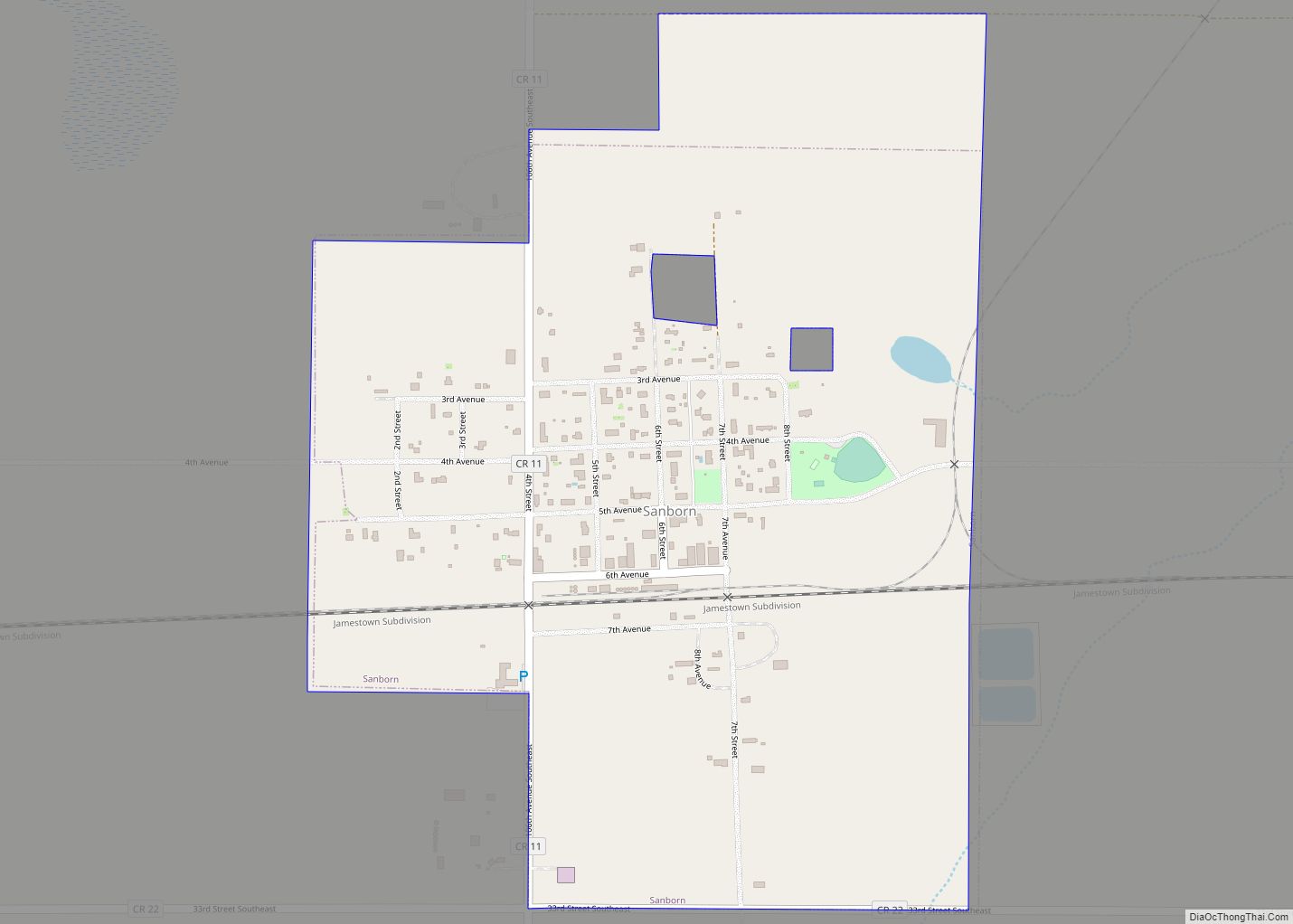 Map of Sanborn city, North Dakota