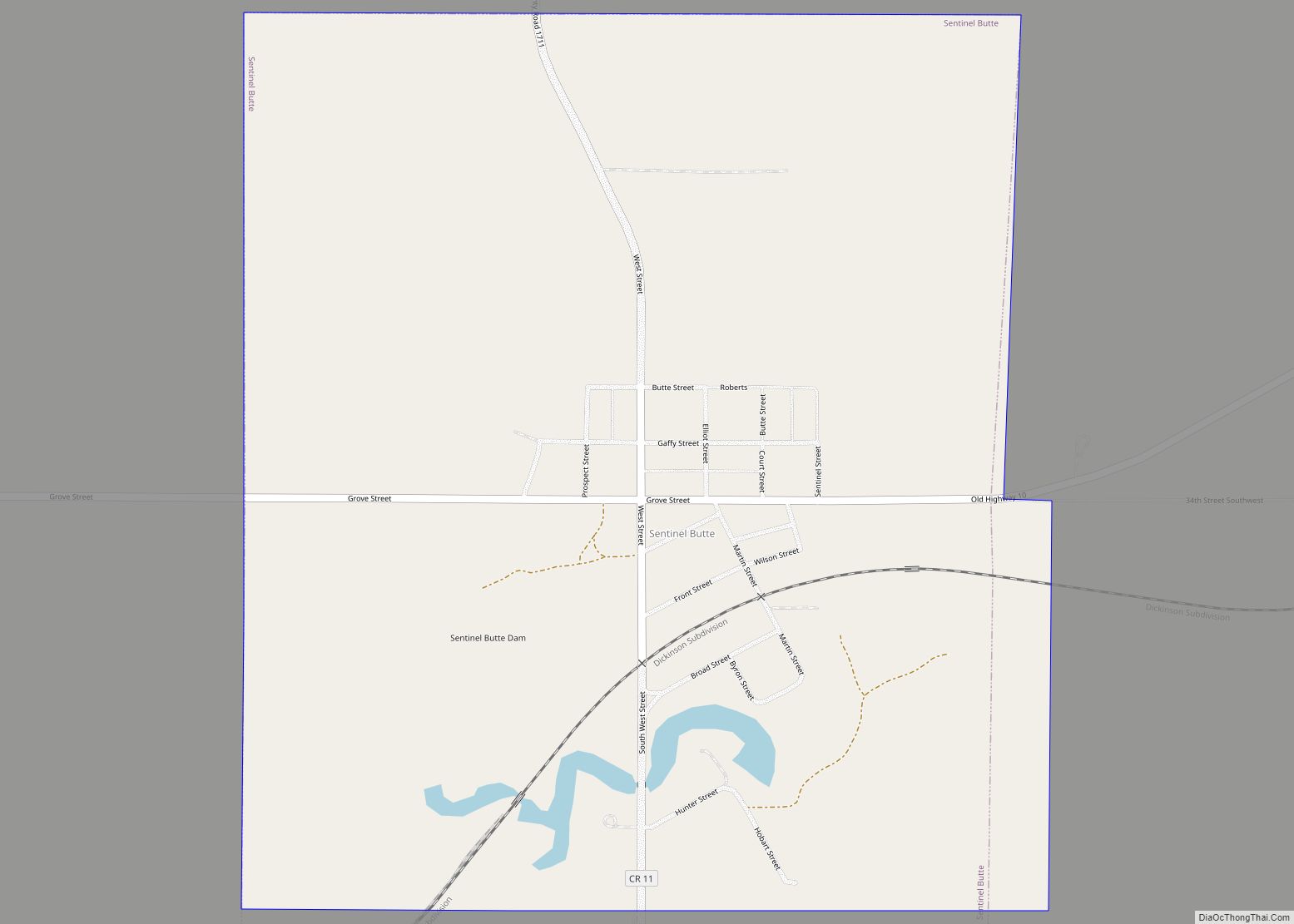 Map of Sentinel Butte city