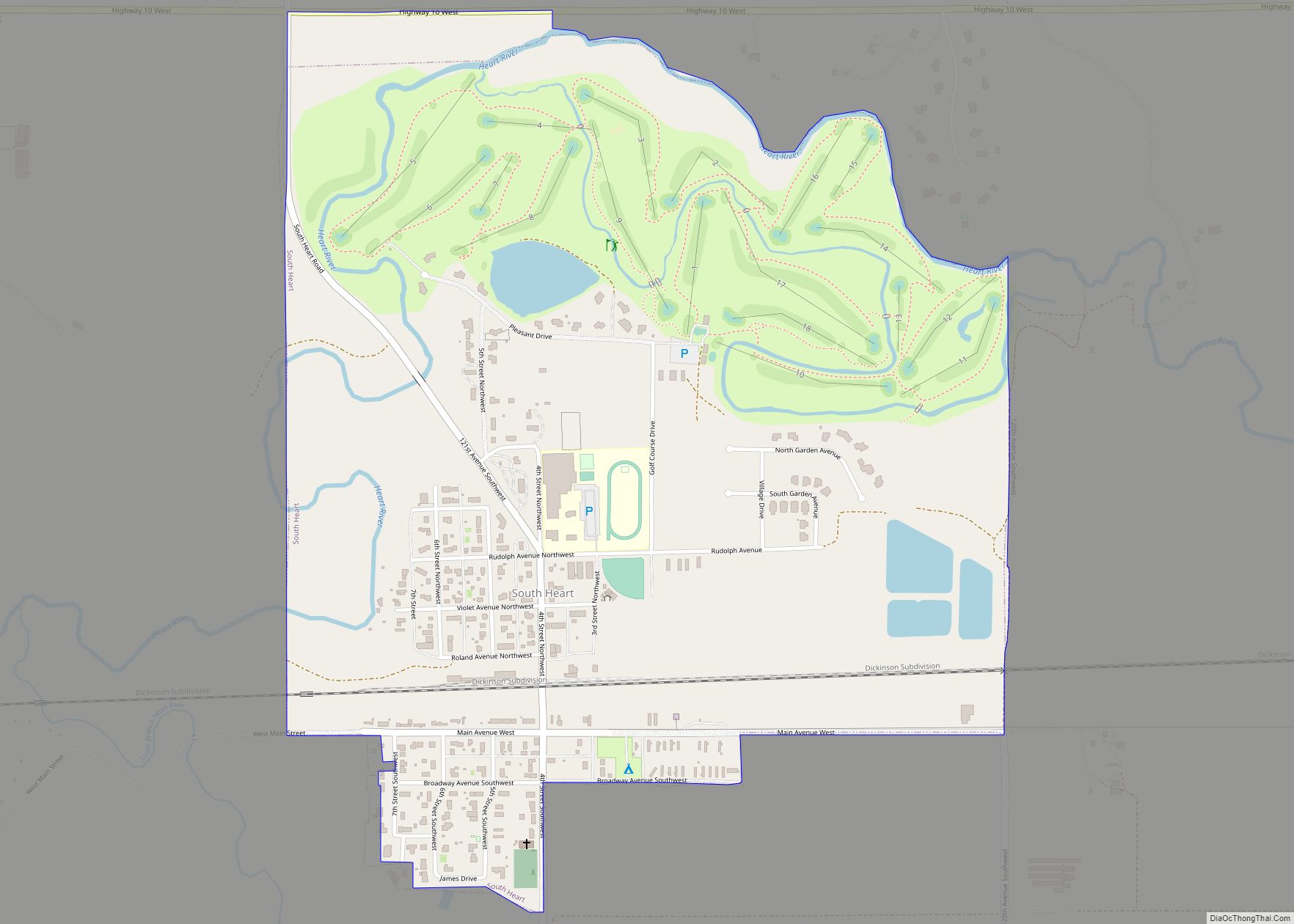 Map of South Heart city