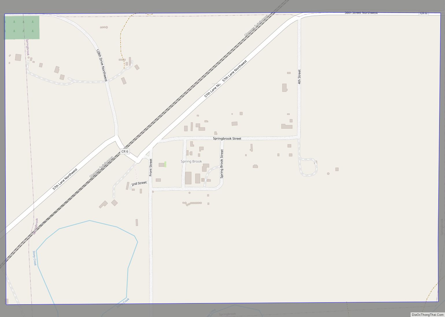 Map of Springbrook city, North Dakota