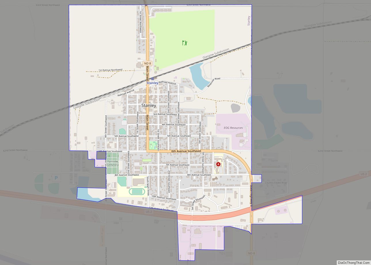 Map of Stanley city, North Dakota