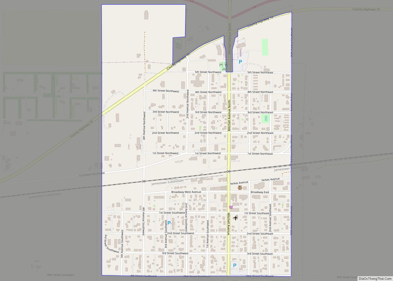 Map of Steele city, North Dakota