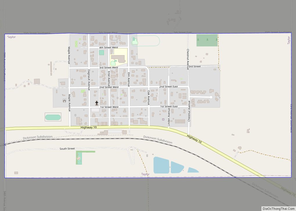 Map of Taylor city, North Dakota