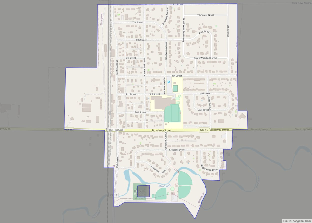 Map of Thompson city, North Dakota