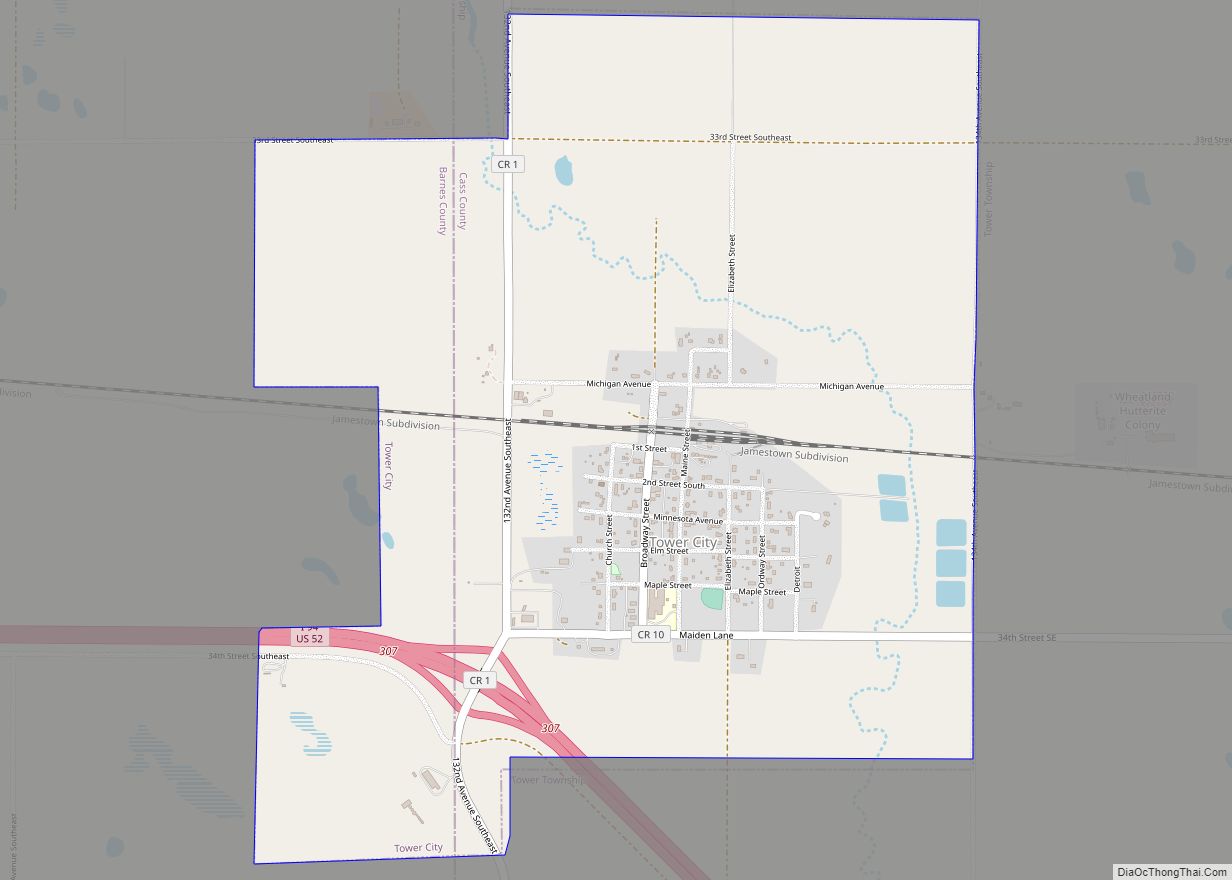 Map of Tower City, North Dakota