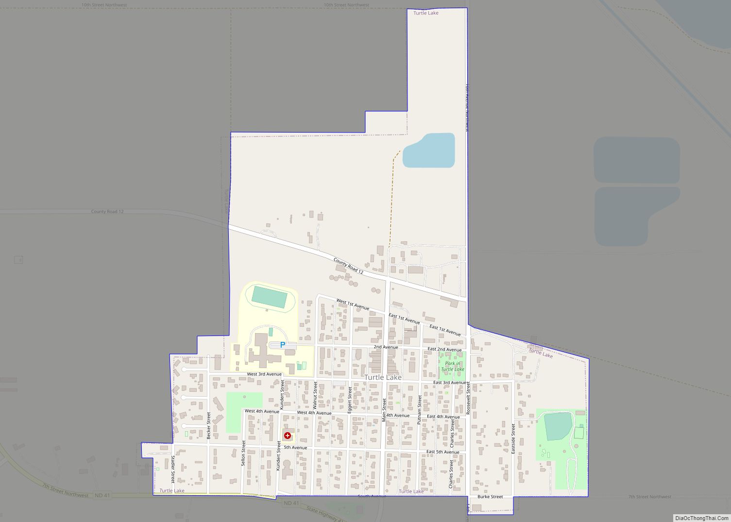 Map of Turtle Lake city, North Dakota