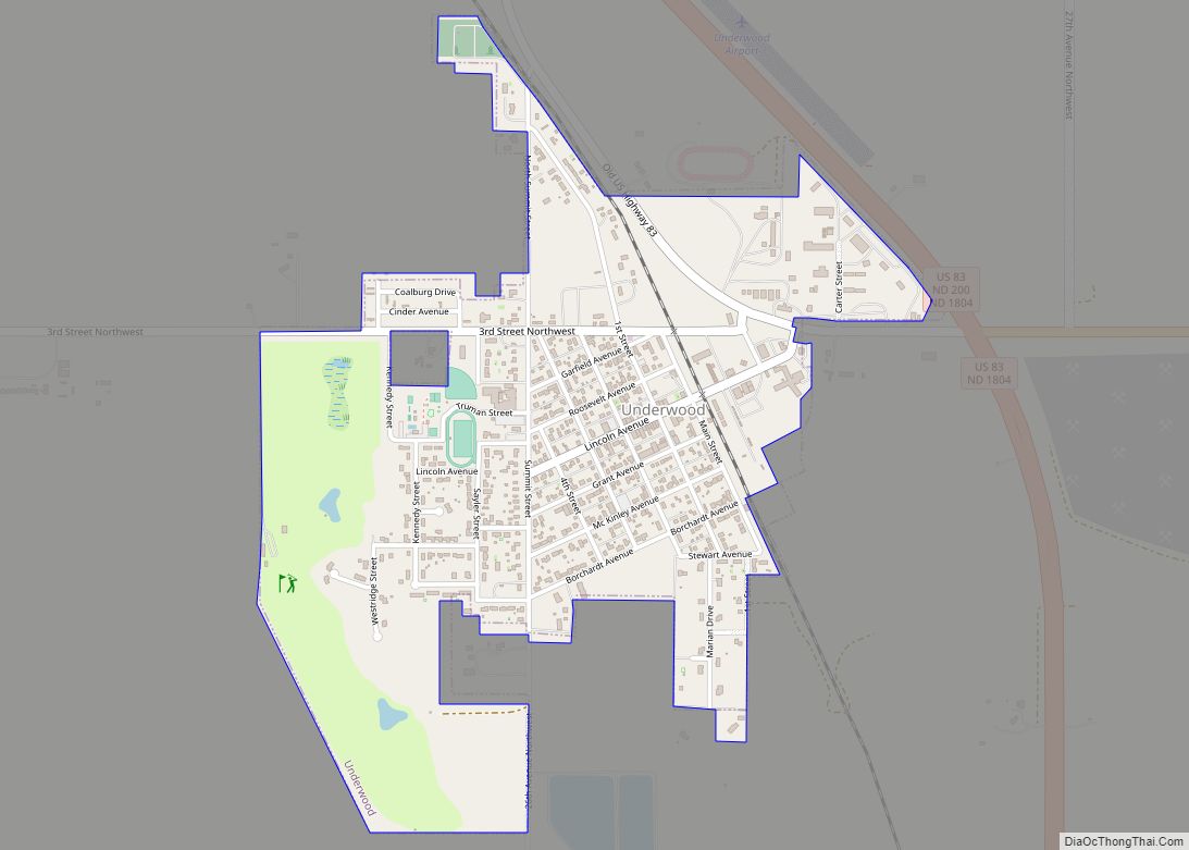 Map of Underwood city, North Dakota