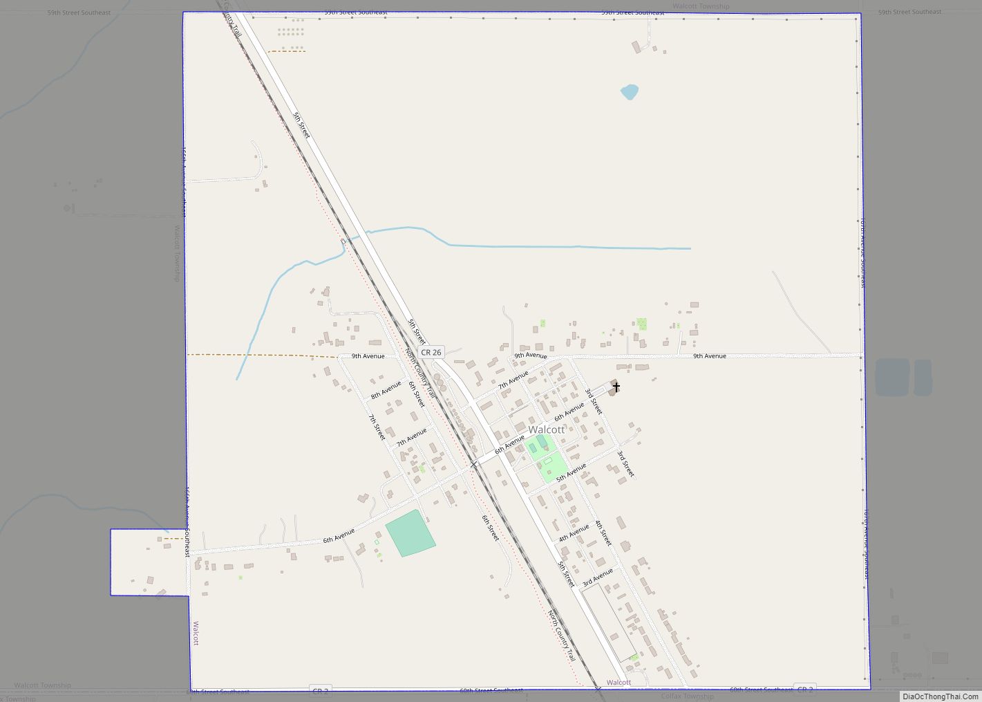 Map of Walcott city, North Dakota