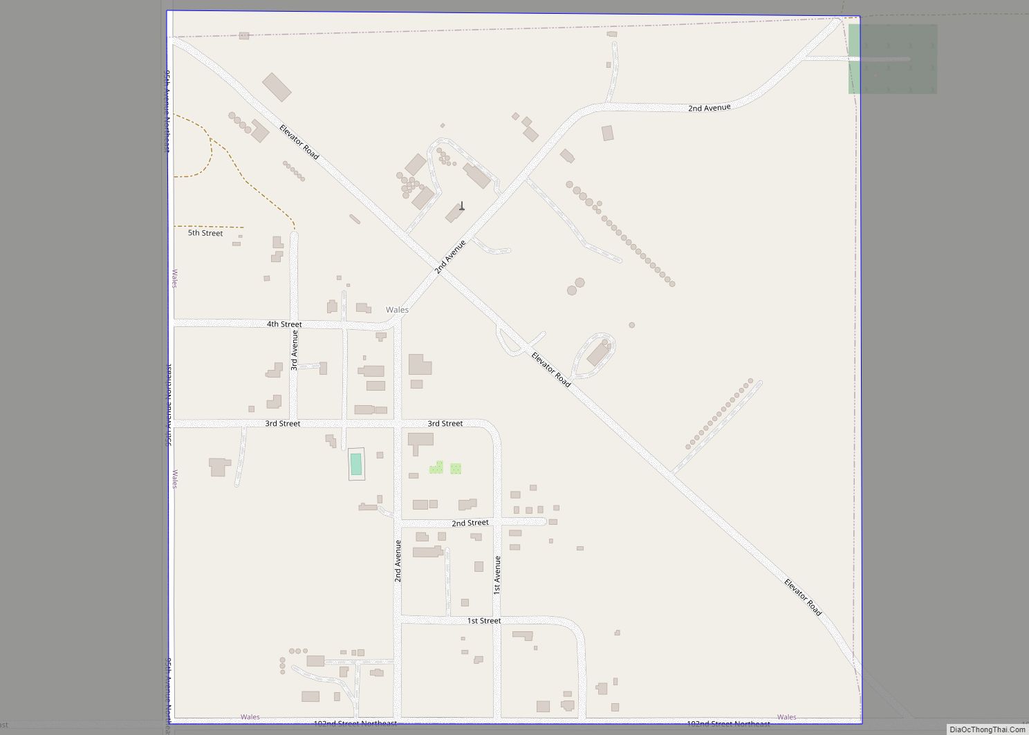 Map of Wales city, North Dakota