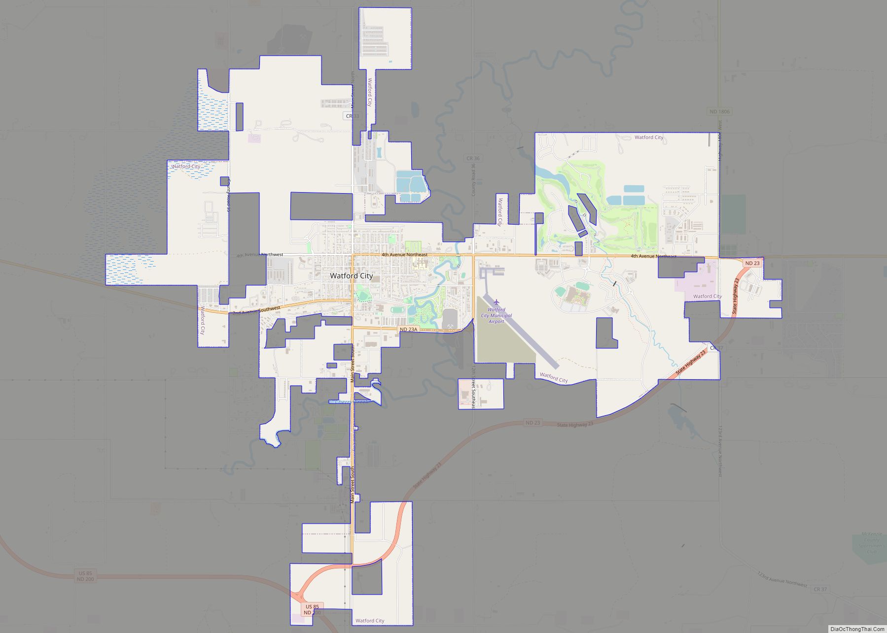 Map of Watford City