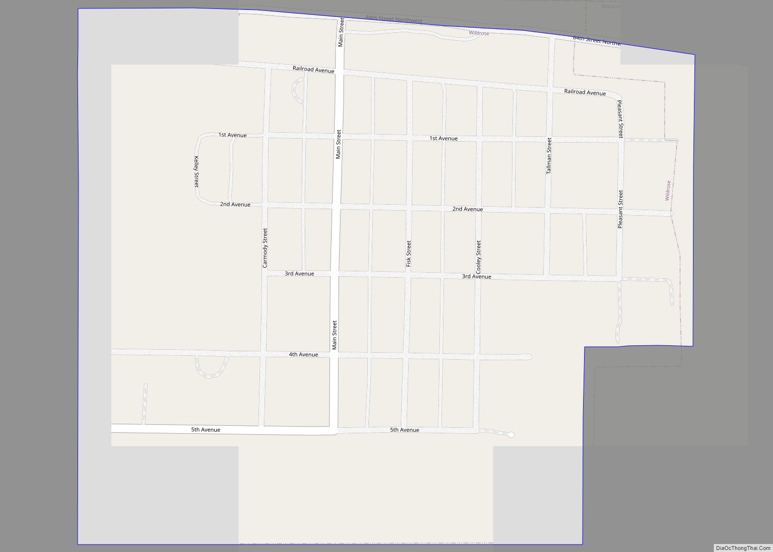 Map of Wildrose city