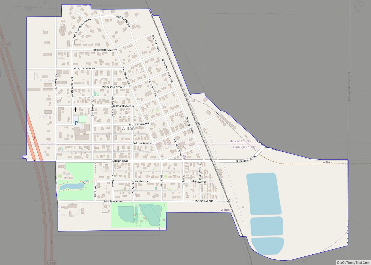 Map of Wilton city, North Dakota