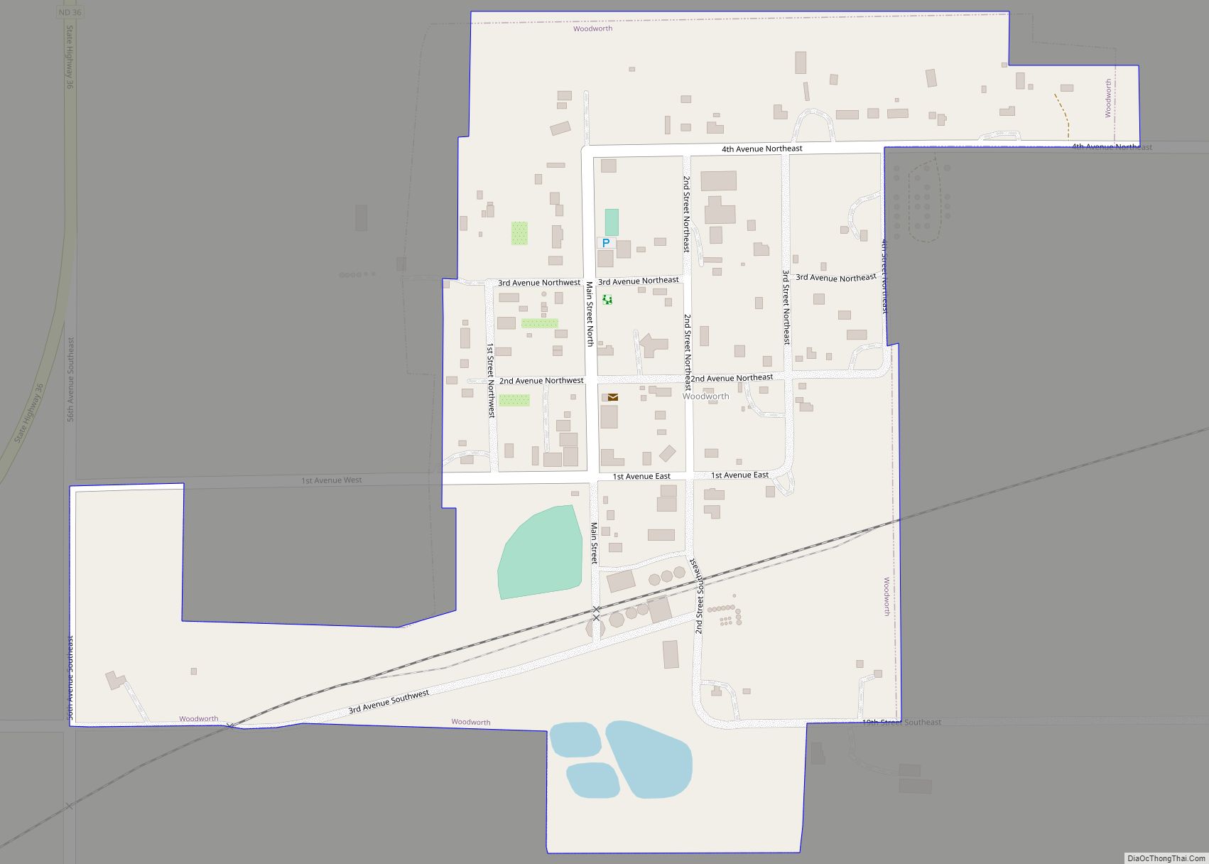 Map of Woodworth city, North Dakota