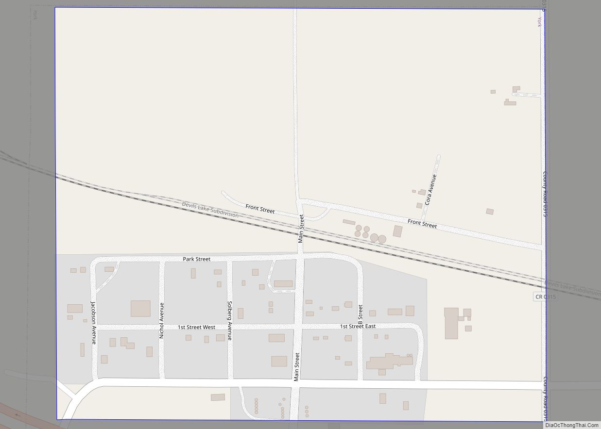 Map of York city, North Dakota