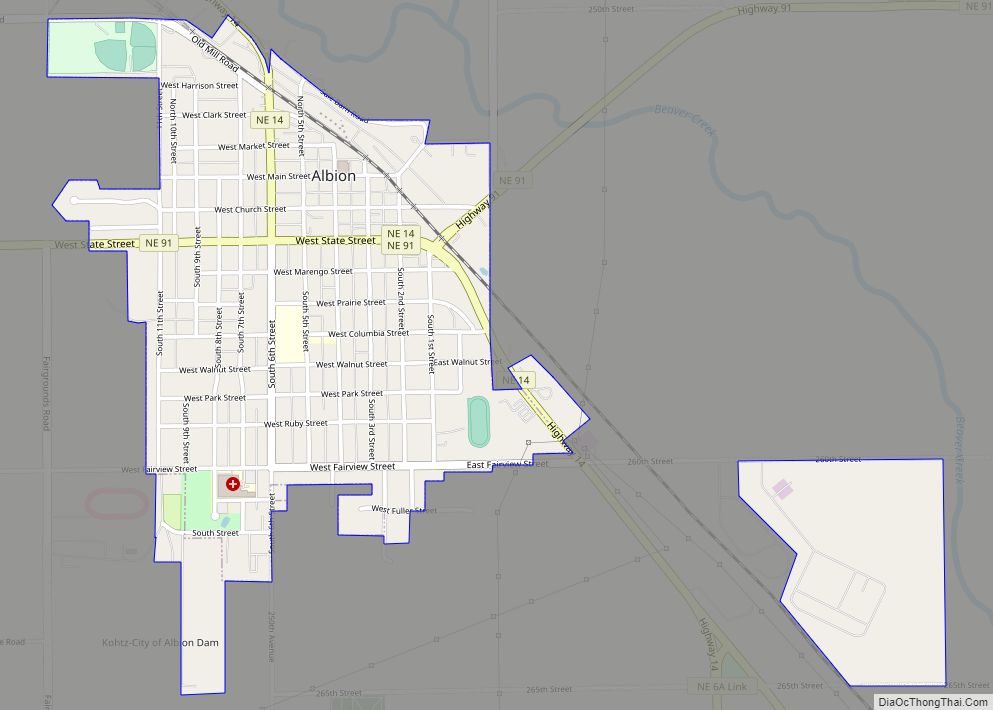 Map of Albion city, Nebraska