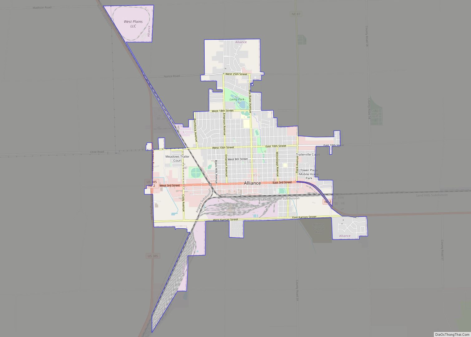 Map of Alliance city, Nebraska
